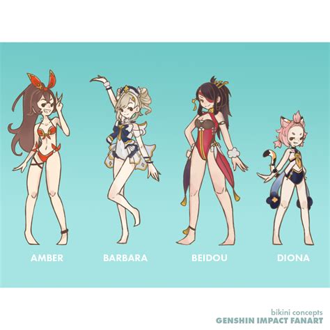 ArtStation - Genshin Impact Girls Bathing Suit Concepts