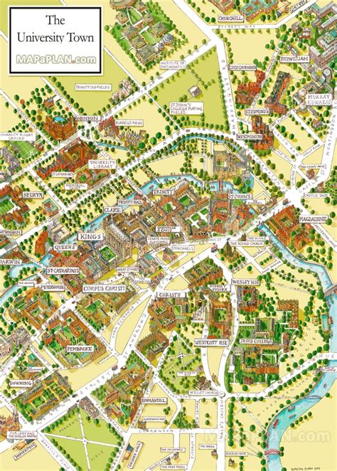 Cambridge University Campus Departments Colleges Birds Eye 3D Aerial - Cambridge Tourist Map ...