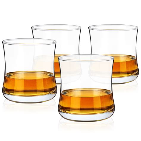 True Bourbon Glasses, Tumblers for Whiskey, Scotch, Curved Stylish Whisky Sipping Glass, home ...