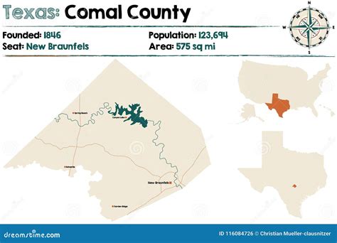 Map of Comal County in Texas Stock Vector - Illustration of highway, united: 116084726