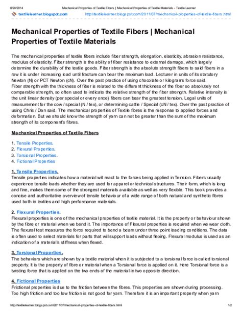 (PDF) Mechanical Properties of Textile Fibers Mechanical Properties of ...