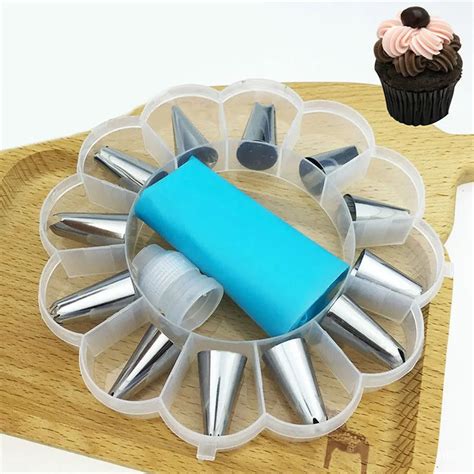 14Pcs/Set Icing Piping Cream Pastry Bag Nozzle Set DIY Cake Decorating ...