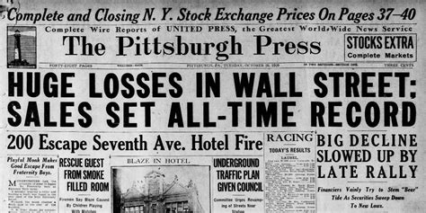 Stock Market Crash Of 1929 Newspaper