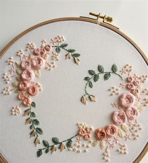 Floral Heart Embroidery Hoop Art. Flower Embroidery Hoop. Roses Hand Embroidery. Modern ...