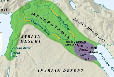 Map of Mesopotamia and the city-states of Sumer