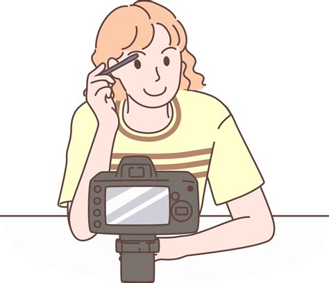 Illustration of beauty blogger recording makeup tutorial video for vlog ...