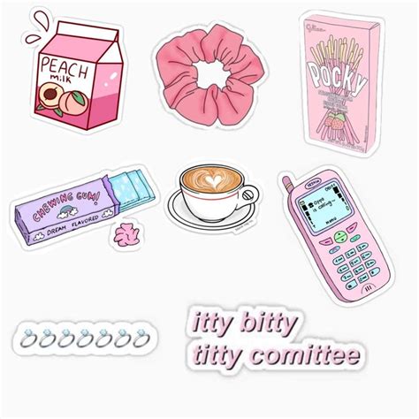 various stickers that include coffee, donut, doughnut and other food items