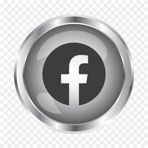 Silver Facebook icon with round icon on transparent background PNG in ...