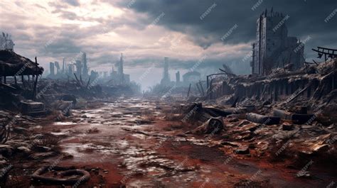 Premium AI Image | PostApocalyptic Wastelands game background