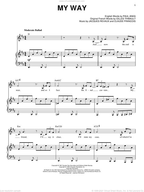 My Way sheet music for voice and piano (PDF) v2