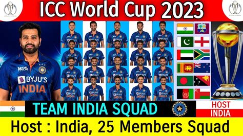 ICC World Cup 2023 - Team India Squad | World Cup 2023 India 25 Members ...