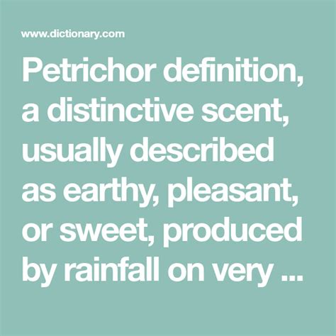 Petrichor definition, a distinctive scent, usually described as earthy ...