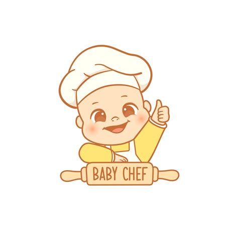 Premium Vector | Cute little baby chef cooking logo mascot character logo for baby food snack ...