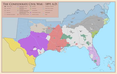 The Confederate Civil War (Redux) - 1891 A.D. : imaginarymaps