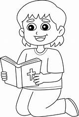 Girl Reading A Bible Isolated Coloring Page 21501613 Vector Art At Vecteezy sketch template