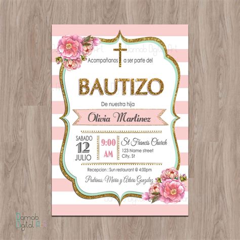 Tarjeta Invitacion Bautismo Invitaciones Bautizo Invitacion Bautizo ...