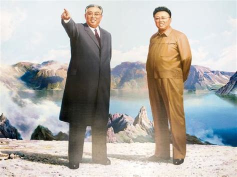 'Painting of Kim Jong Il and Kim Il Sung, Pyongyang, Democratic People ...