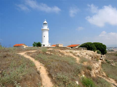 Old lighthouse in Paphos, Cyprus by windu on Creative Market Beacon Of Light, Paphos, Caledonia ...