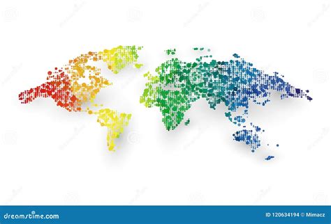 Abstract Colorful World Map Dotted Graphic Design Stock Illustration ...