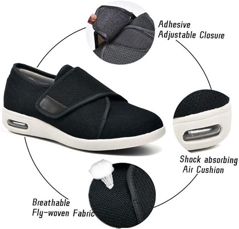 GSFY Women Diabetic Shoes 9.5 Wide Black - Orthopedic Non-Slip ...