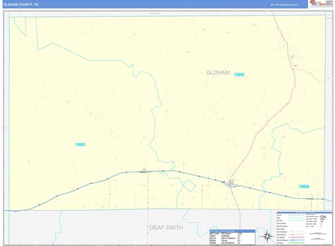 Oldham County, TX Zip Code Wall Map Basic Style by MarketMAPS - MapSales