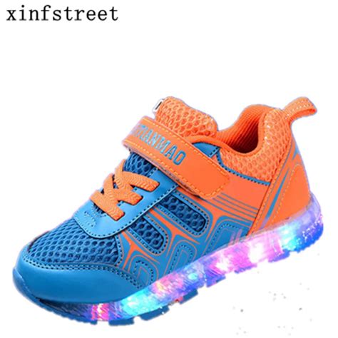 USB Charger Kids Shoes Lights Children Shoes With Light Up Luminous ...