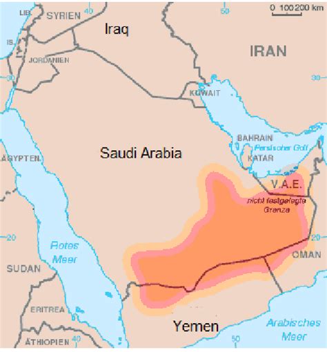 Rub Al Khali Desert On A World Map