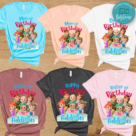 Cocomelon Birthday Family Matching Party Shirts | Createpartylabels