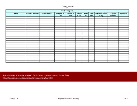 Visitor Log Template Excel