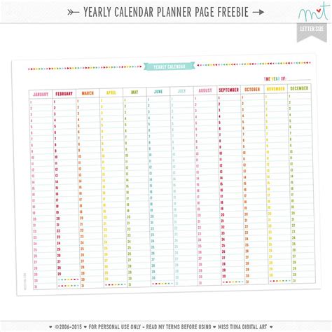 FREE Yearly Calendar Planner Page Printables | Planner pages, Planner calendar, Planner ...