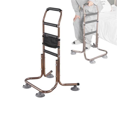 Height Adjustable Bed Rail,Bed Rails for Elderly Adults with 4 Remova ble Suckers,Stand Assist ...