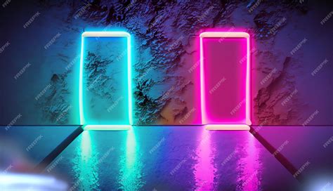 Premium AI Image | Neon effect background neon effect with wall background