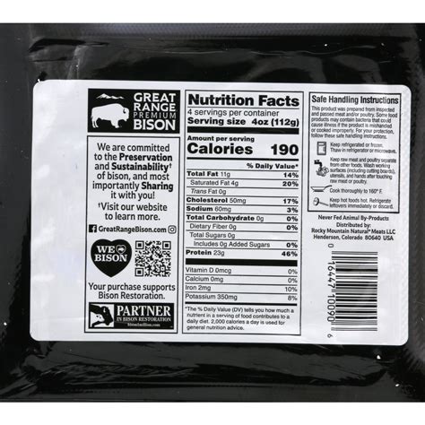 Bison Nutrition Facts Label | Besto Blog