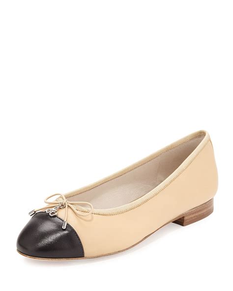 Lyst - Sam Edelman Sara Cap-Toe Leather Ballet Flats in Natural