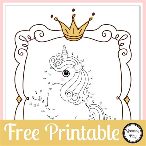 Connect the Dots Unicorn - Free Printable - Growing Play