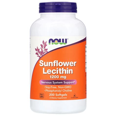 Sunflower Lecithin 1200mg, 200 Softgels - Now Foods - YourHealthBasket