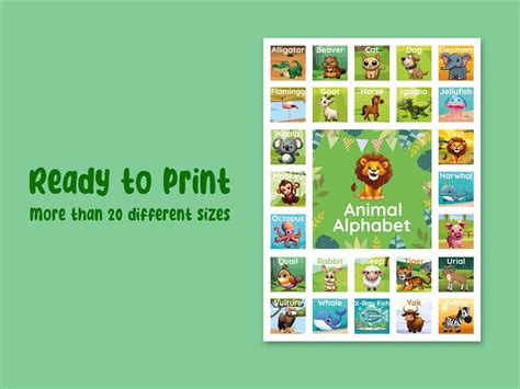 Animal Alphabet Poster Educational Animal Alphabet Poster for - Etsy