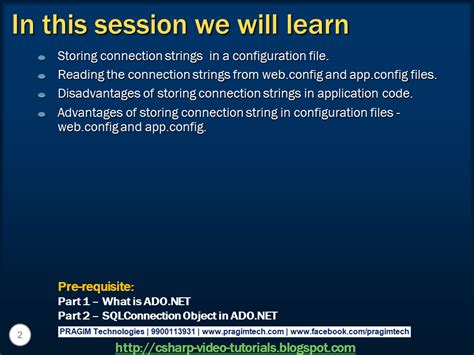 Sql server, .net and c# video tutorial: Part 3 - Connection Strings & Web.Config