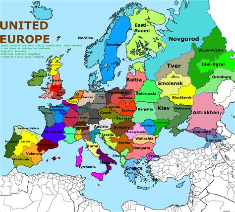 Europe, divided in regions of 10 Million inhabitants [1837x1655] : r ...