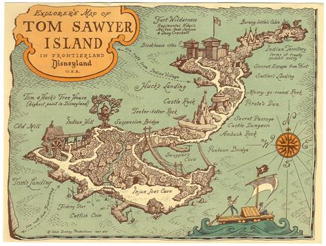 Map of Tom Sawyer Island | Mapas ilustrados, Cartografía, Mapas