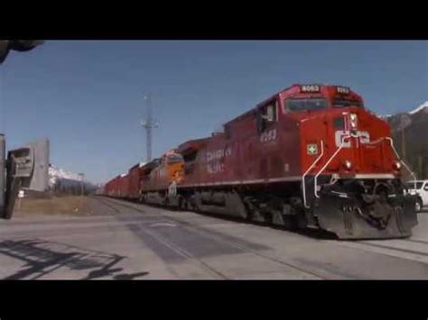 BNSF ET44C4 3845 + HORN SHOW!!!! Canadian Pacific Mixed (CP 400) East at Canmore, AB! - YouTube