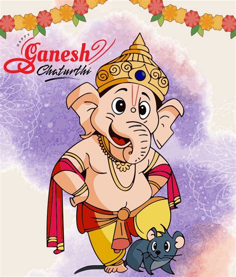 Download Happy Ganesh Chaturthi 2023 Greeting Wishing With Cartoon ...