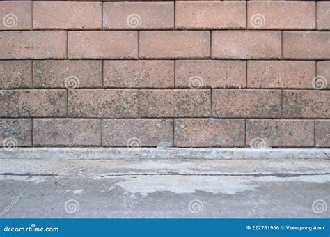 Redbrick Wall with Cement Floor Texture for Background. Stock Photo ...