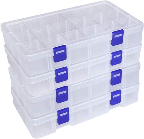 DUOFIRE Plastic Organizer Container Storage Box Adjustable Divider Removable Grid Compartment ...