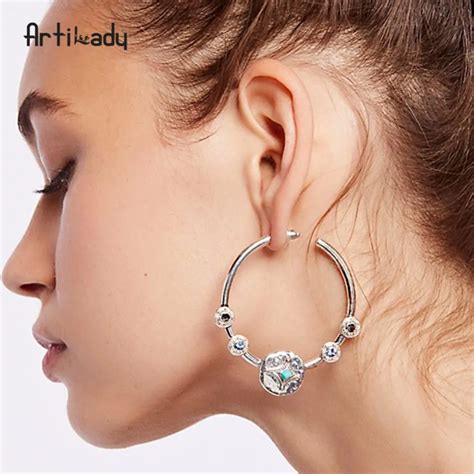 Artilady hoop earrings 2018 fancy silver color round earrings for women boho jewelry party gift ...