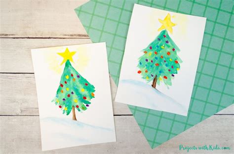 How to Paint an Easy Watercolor Christmas Tree - Projects with Kids