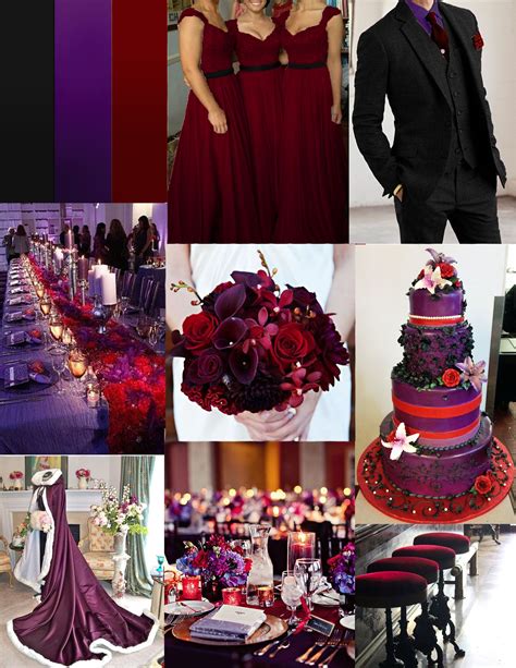 dark charcoal, deep red, dark purple wedding colors | Red purple wedding, Dark purple wedding ...