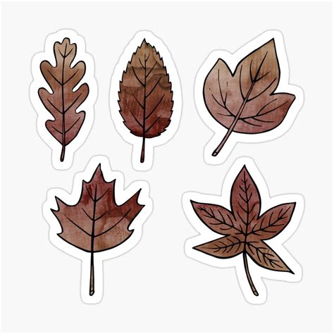 Brown Leaves Autumn Sticker Set by Olooriel on Redbubble | #leaves # ...