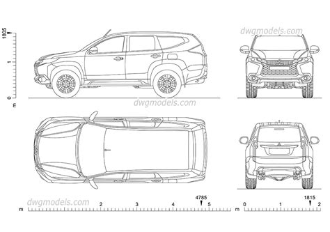 Mitsubishi Pajero Sport DWG blocks, download AutoCAD file