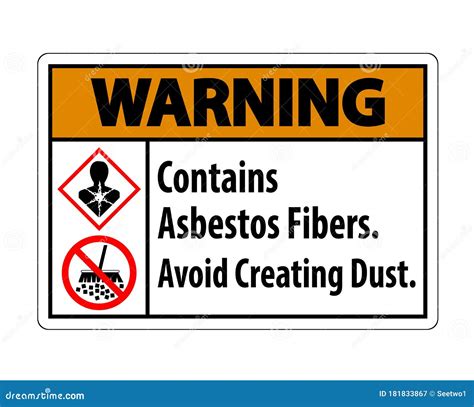 Warning Label Contains Asbestos Fibers,Avoid Creating Dust Stock Vector ...